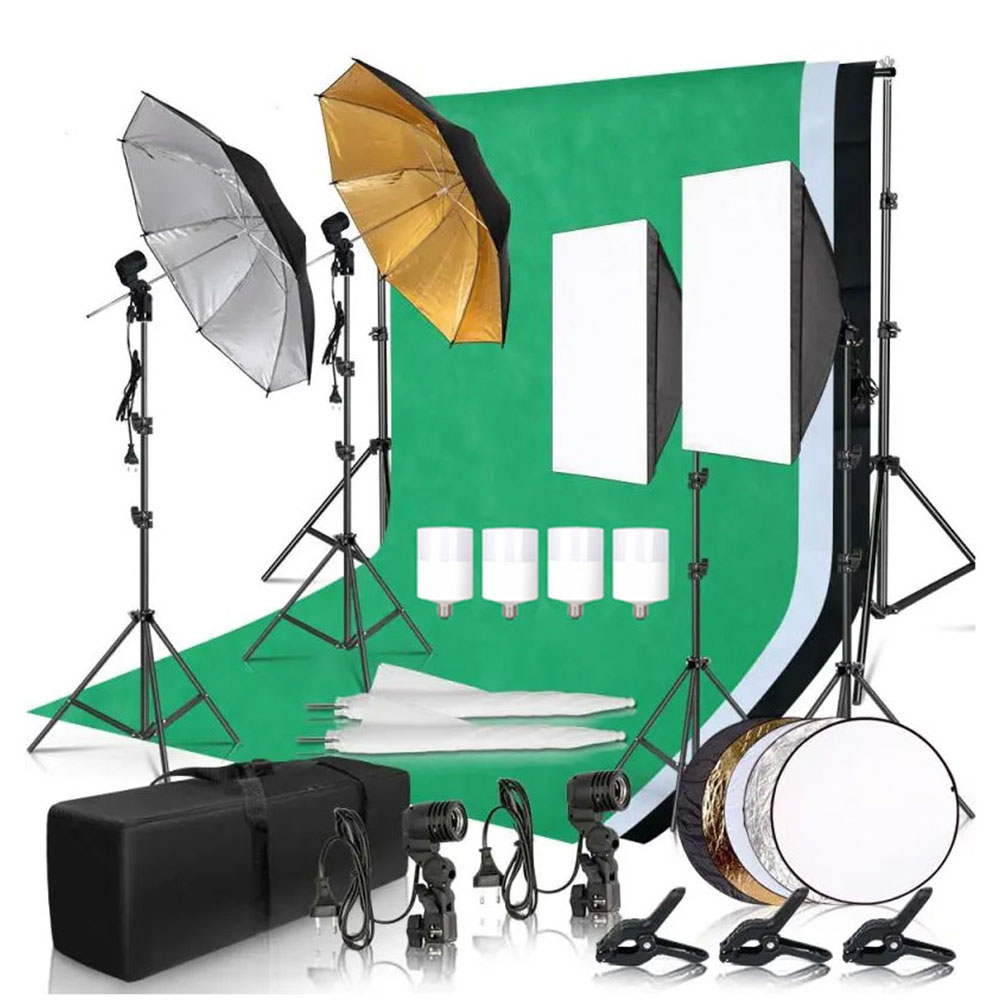 Photography Lighting And Backdrop Kits - Комплект для фотостудии: софтбокс, освещение, фоновая
